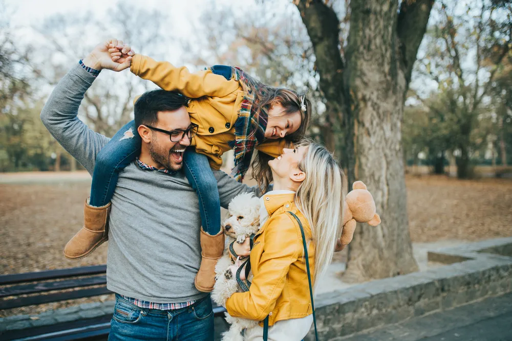 Family together outside